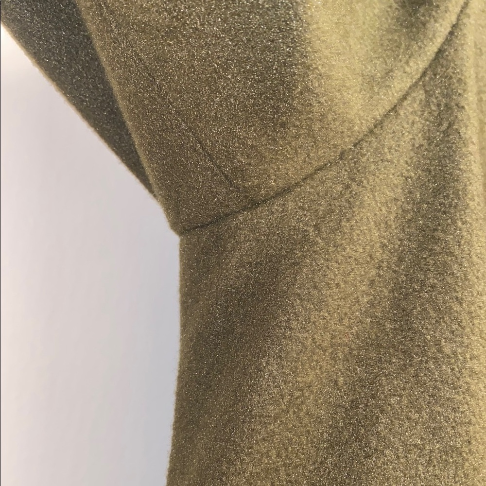 SHEIN LUNE Medium Olive Green Elegant Fuzzy Collar Belted Overcoat - Picture 7 of 12
